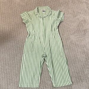 Hanna Andersson Green and White Striped Jumpsuit